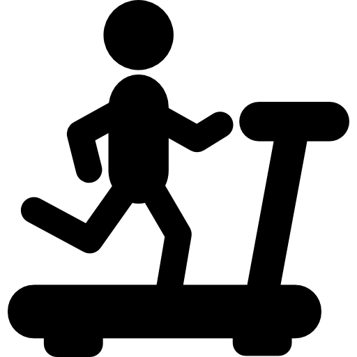 Person running on a treadmill silhouette from side view